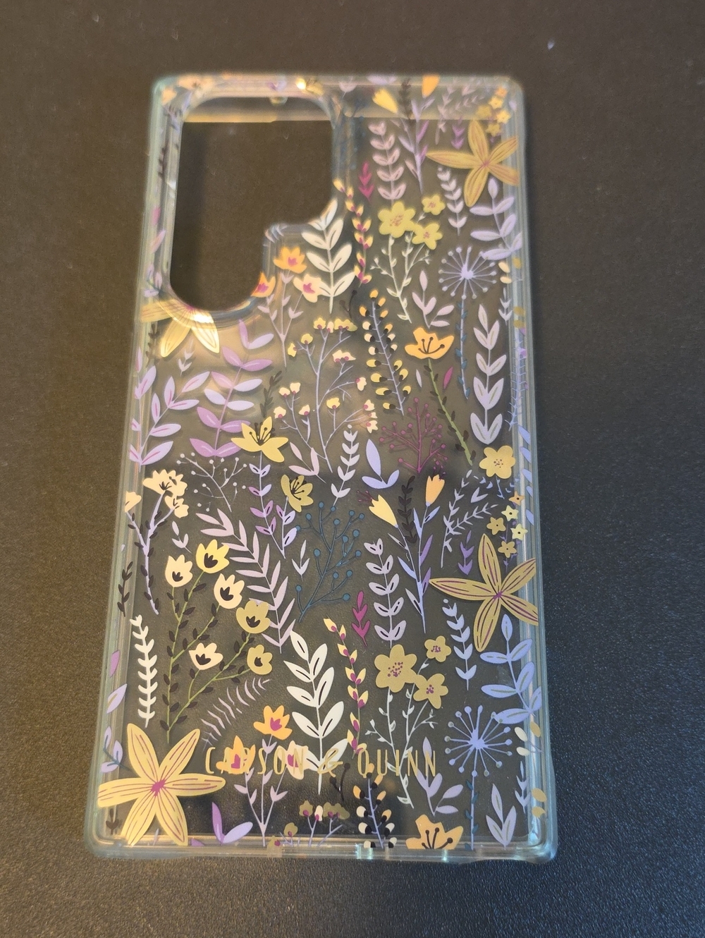 Clear Floral Phone Case with Yellow & Lavender Accents